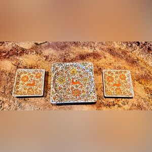 Vintage Plate/Ashtray from the 1960's, with Leaping Deer, Hand Made by Keramikos